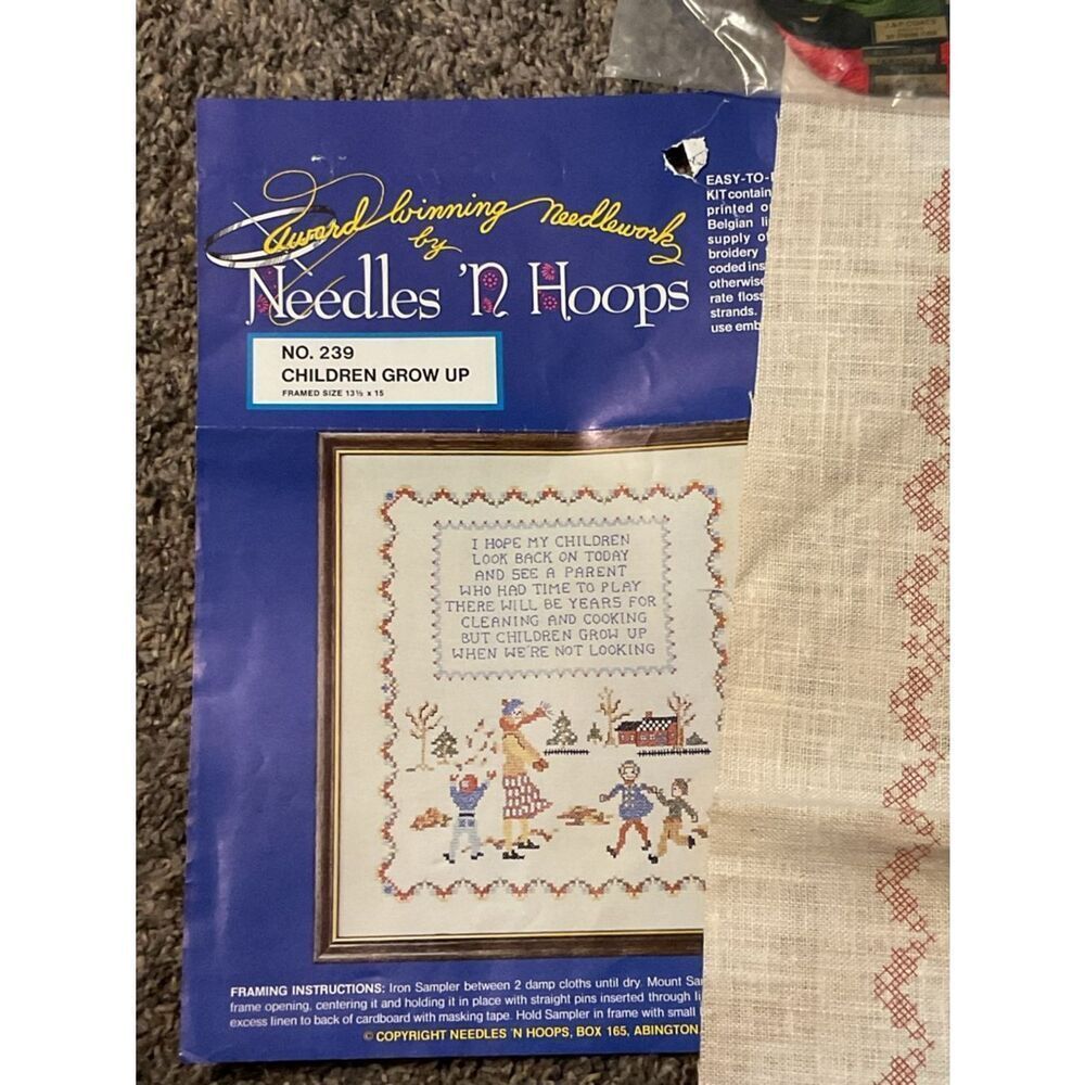 Needles 'n Hoops "Children Grow Up" Cross Stitch Sampler